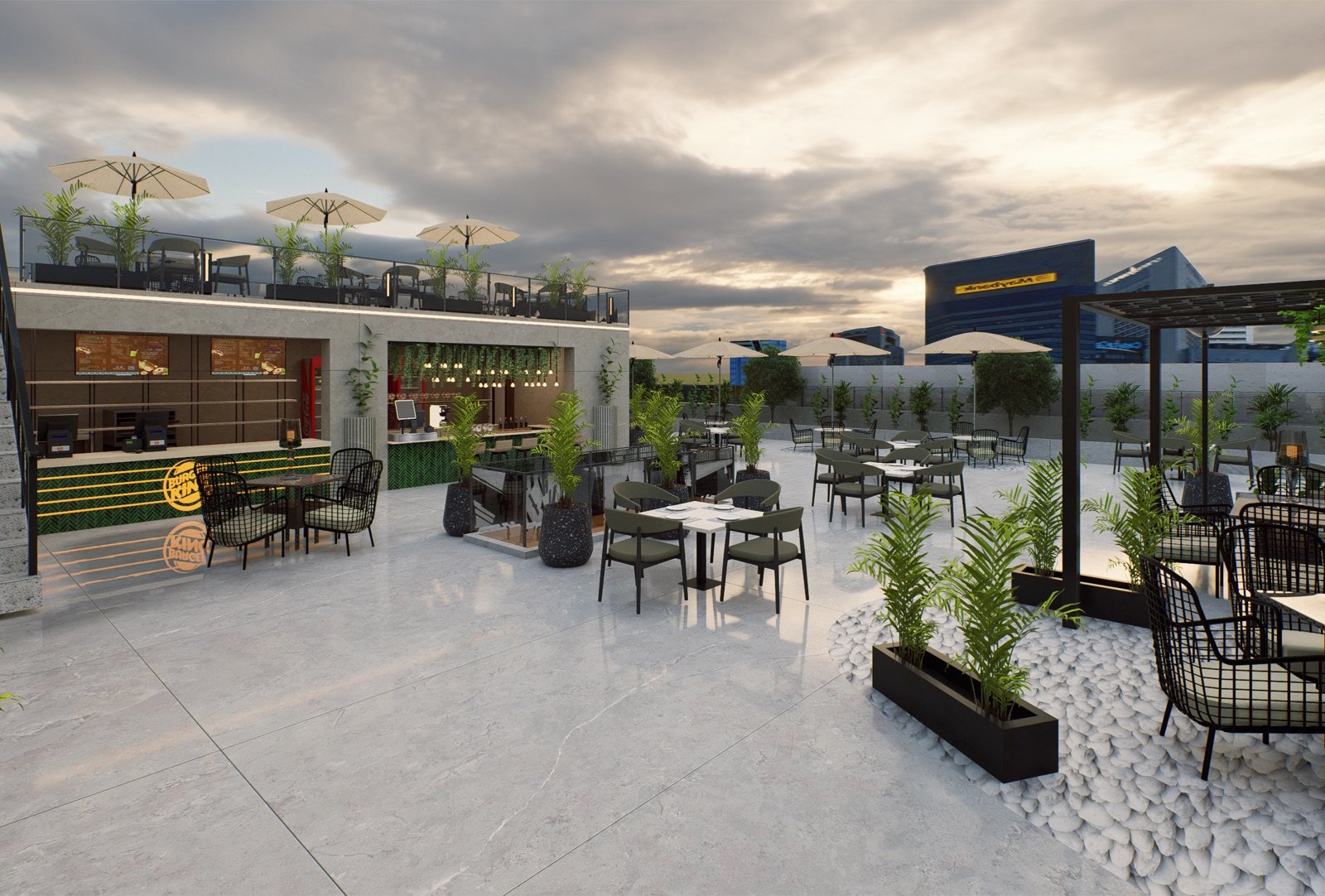 Rooftop dining terrace