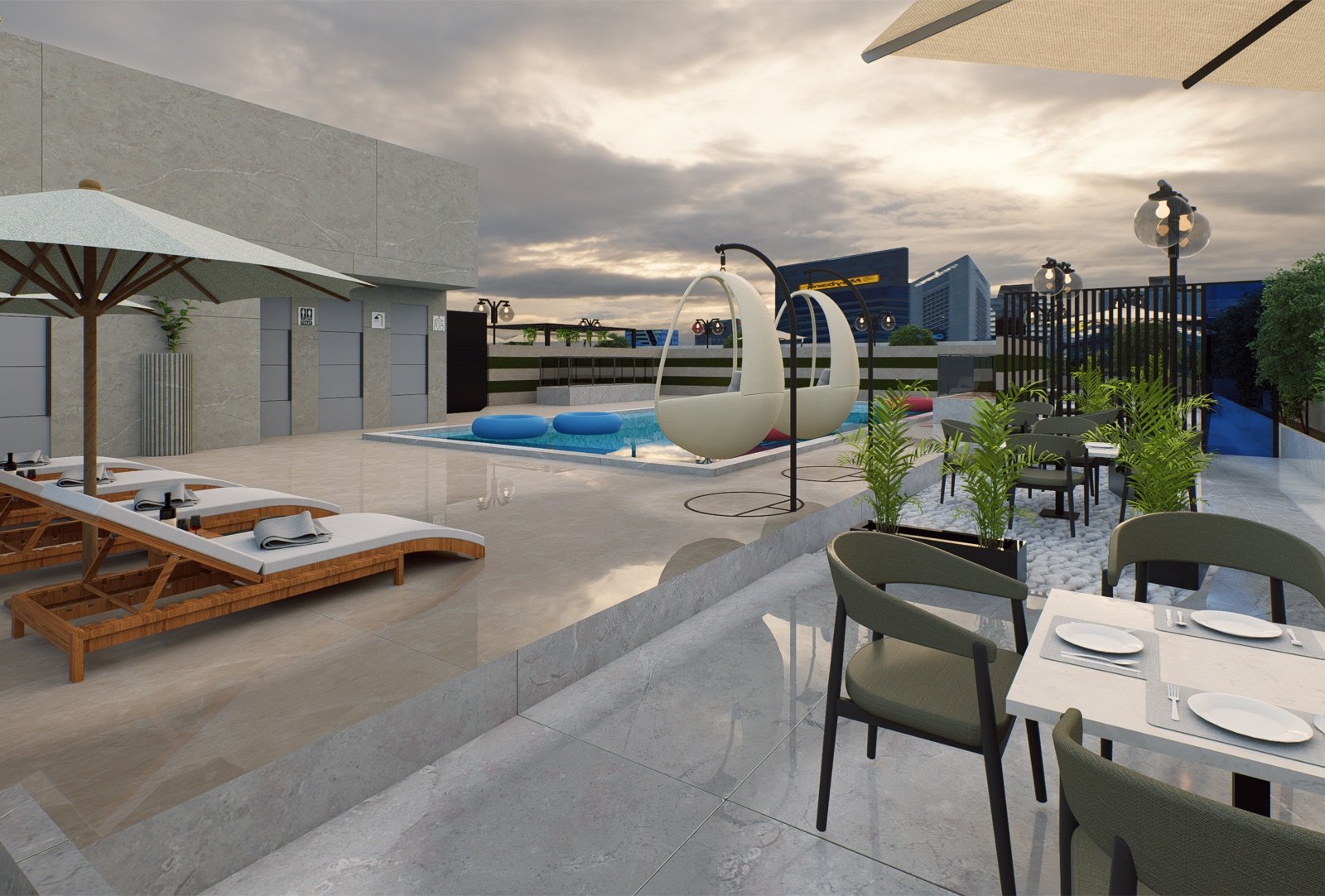 Rooftop pool deck